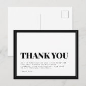 Vet Zwart Wit Typografie Bruiloft Bedankt Post Briefkaart (Voorkant / Achterkant)