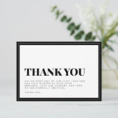 Vet Zwart Wit Typografie Bruiloft Dank u Auto Bedankkaart (Staand voorkant)