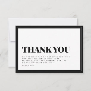 Vet Zwart Wit Typografie Bruiloft Dank u Auto Bedankkaart