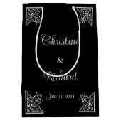 Vet Zwart-wit Vintage bruiloft Medium Cadeauzakje (Voorkant)