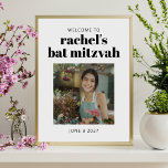 Vet Zwart Wit Vleermuis Mitzvah Foto Digitaal Welk Poster<br><div class="desc">Vet Zwart-wit Bat Mitzvah Foto Poster Welkomstbord (downloadbaar)</div>