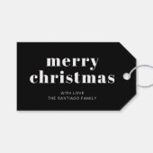 Vet Zwart Wit Vrolijk Kerstfeest Cadeaulabel (Voorkant (Horizontaal))