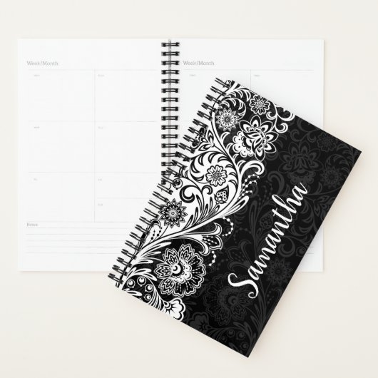 Vet zwart-wit, weekblad/maandblad planner (Display)