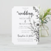 Vet Zwart & Wit Wildbloemen Kaart (Staand voorkant)