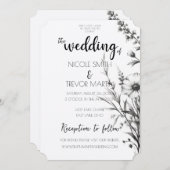 Vet Zwart & Wit Wildbloemen Kaart (Voorkant / Achterkant)