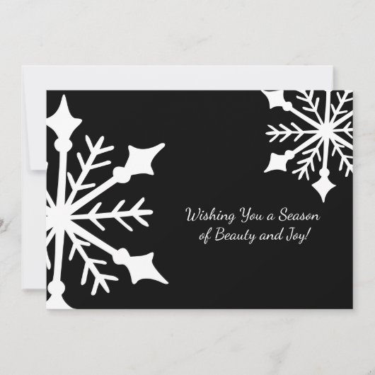 Vet Zwart & Wit Winter Sneeuwvlok Business Feestdagenkaart (Voorkant)