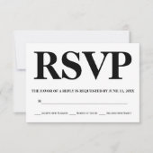 Vet zwart-witte typografie bruiloft RSVP (Voorkant)