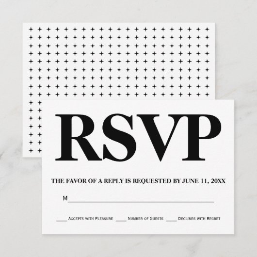 Vet zwart-witte typografie bruiloft RSVP (Voorkant / Achterkant)