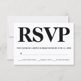 Vet zwart-witte typografie bruiloft RSVP Kaartje