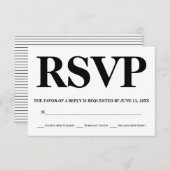 Vet zwart, witte typografie strepen bruiloft RSVP (Voorkant / Achterkant)