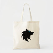 Vet Zwart Wolf Design met Blauwe Ogen, Stijlvol Tote Bag (Voorkant)