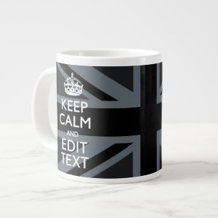 Vet Zwart Zwart  Blijf Kalmeer Je Tekst Union Jack Grote Koffiekop