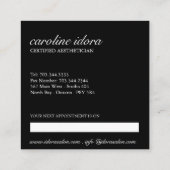 Vet zwarte hete stenen en bladeren, spa en massage afsprakenkaartje (Achterkant)