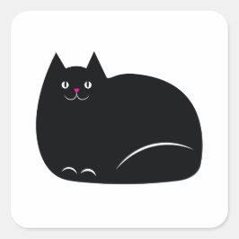 Vet zwarte kat vierkante sticker