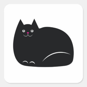 Vet zwarte kat vierkante sticker
