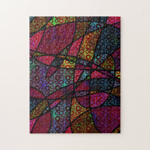 Vet zwarte lijnen & meerkleurige, Abstracte textur Legpuzzel