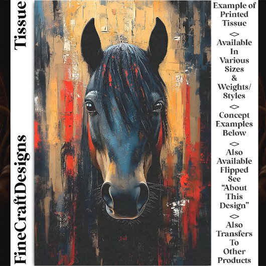 Vet Zwarte Paard Hengst Portret DE8R Decoupage Tissuepapier