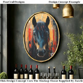 Vet Zwarte Paard Hengst Portret DE8R Decoupage Tissuepapier