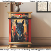 Vet Zwarte Paard Hengst Portret DE8R Decoupage Tissuepapier