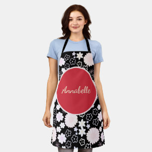 Vet zwarte rode bloemen - Floral Pattern genaamd Schort