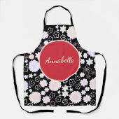 Vet zwarte rode bloemen - Floral Pattern genaamd Schort (Voorkant)