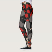 Vet zwarte rode grijze botanische houtbladeren leggings (Links)
