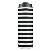 Vet zwarte witte strepen met klein rood monogram thermosbeker (Voorkant)