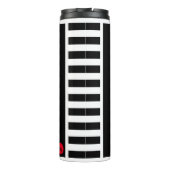 Vet zwarte witte strepen met klein rood monogram thermosbeker (Achterkant)