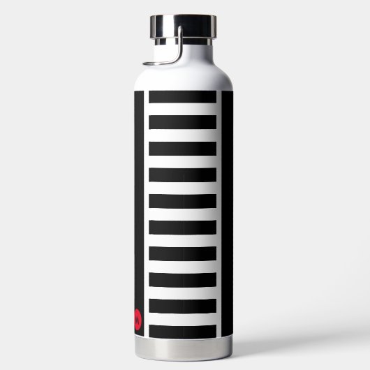 Vet zwarte witte strepen met klein rood monogram waterfles (Rechts)