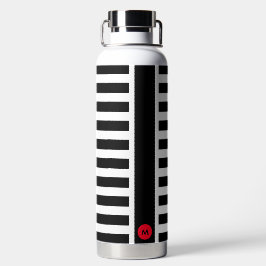 Vet zwarte witte strepen met klein rood monogram waterfles