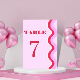 Vetale Retro Golf 70s Rood en Roze Tafel 7 Trouw T Kaart