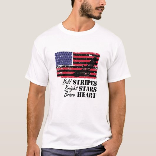Vetbandstrips: helder sterretje — hart VS vlag Eag T-shirt (Voorkant)