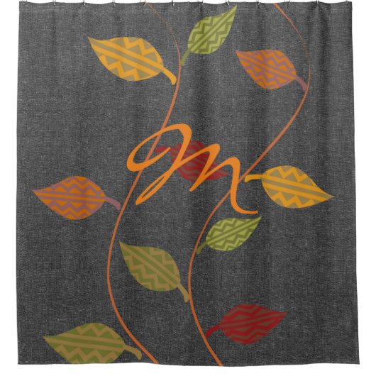 Vetbladaftakkingen, aangepast monogram douchegordijn (Voorkant)
