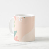 Vetbladige afbeelding in tinten groen en sinaasapp koffiemok (Voorkant links)