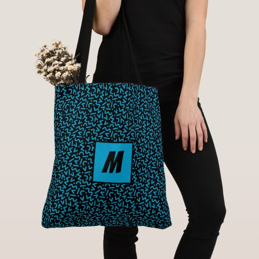 Vetblauw Abstract monogram Tote Bag (Dichtbij)