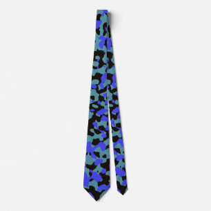 Vetblauwe camouflage in Blauwgroen en zwart Stropdas