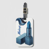 Vetblauwe lipstick make-up esthetisch bagagelabel (Voorkant (verticaal))