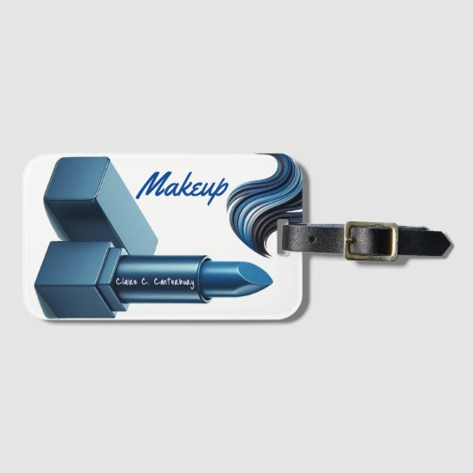Vetblauwe lipstick make-up esthetisch bagagelabel (Voorkant (horizontaal))