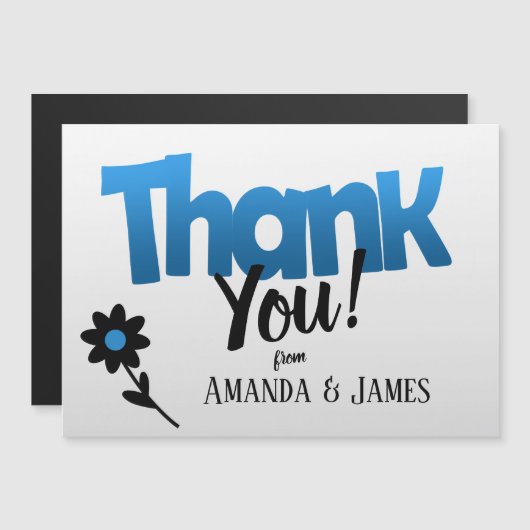 Vetblauwe Logo met Clipart Flower - Hartelijk dank (Voorkant / Achterkant)