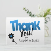 Vetblauwe Logo met Clipart Flower - Hartelijk dank Save The Date (Staand voorkant)