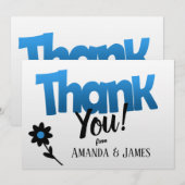 Vetblauwe Logo met Clipart Flower - Hartelijk dank Save The Date (Voorkant / Achterkant)