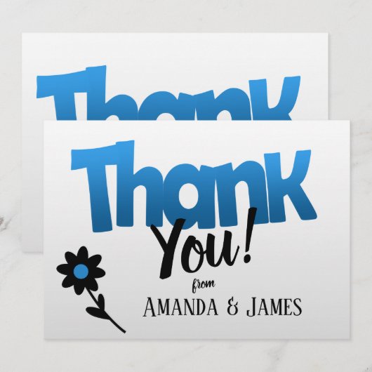 Vetblauwe Logo met Clipart Flower - Hartelijk dank Save The Date (Voorkant / Achterkant)