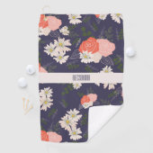 Vetbloemige doodles in perzikroze en blauw van de  golfhanddoek (Insitu)