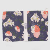 Vetbloemige doodles in perzikroze en blauw van de  golfhanddoek (Horizontaal)