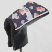 Vetbloemige doodles in perzikroze en blauw van de  golfheadcover (3/4 voorkant)