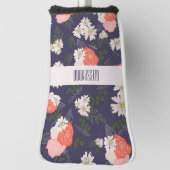 Vetbloemige doodles in perzikroze en blauw van de  golfheadcover (Draai 90)