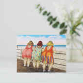  vetbodemmeisjes bij strand briefkaart (Staand voorkant)