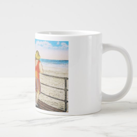  vetbodemmeisjes bij strand grote koffiekop (Rechts)