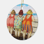  vetbodemmeisjes bij strand keramisch ornament (Links)