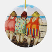  vetbodemmeisjes bij strand keramisch ornament (Achterkant)